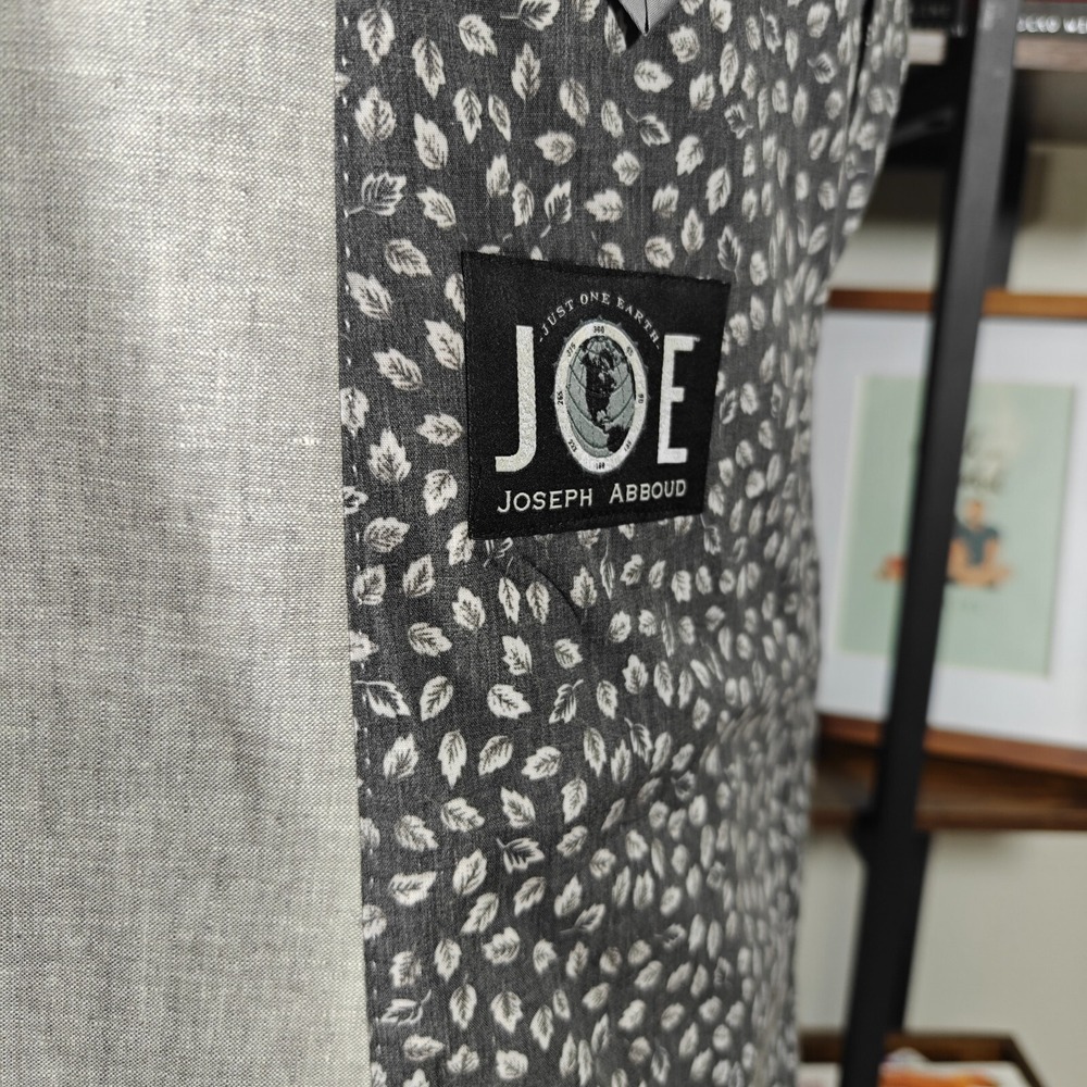 Joseph Abboud Men's Double Breast Sport Coat Gray Linen Cotton Blend Slim 42R - Picture 15 of 16